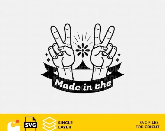 Made in The, Rock on hand Svg design files for Cricut