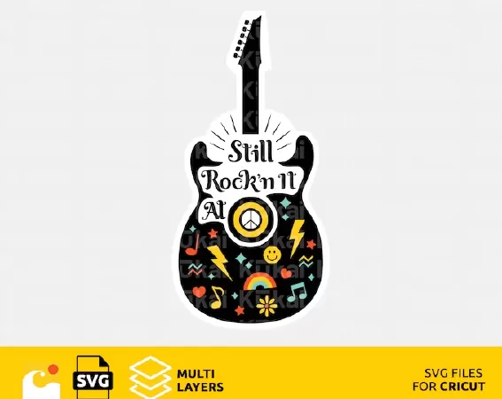 Still Rockin It At Groovy, Electric Guitar svg design files for Cricut