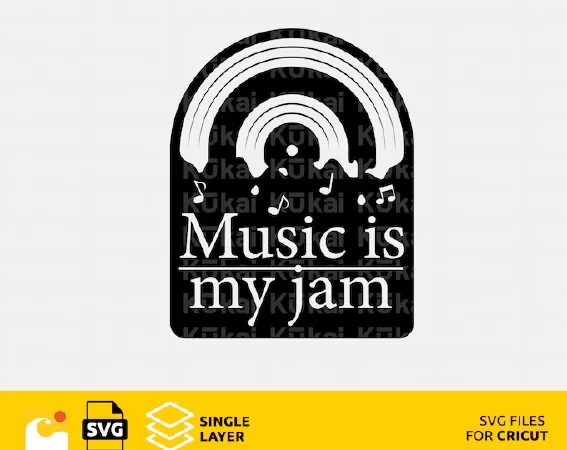 Music is my jam, Vinyl record svg design files for Cricut