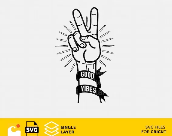 Good Vibes, Rock on hand Svg design files for Cricut