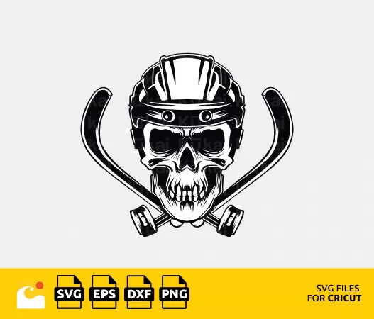 GRIM REAPER OF THE ICE: HOCKEY SKULL SVG WITH HELMET AND STICKS