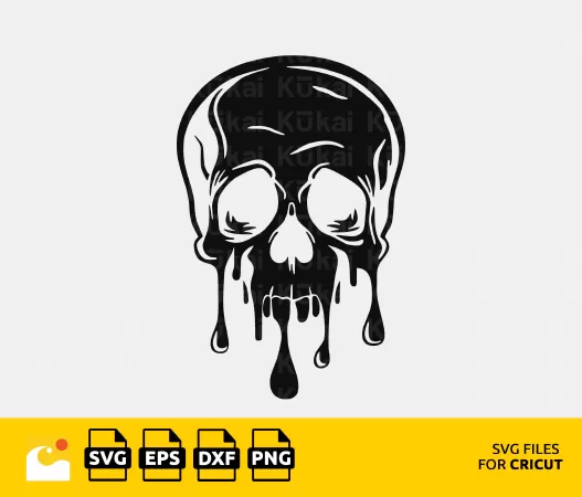 EDGY DRIPPING SKULL SVG: GRUNGE-INSPIRED ARTWORK FOR T-SHIRTS AND STICKERS