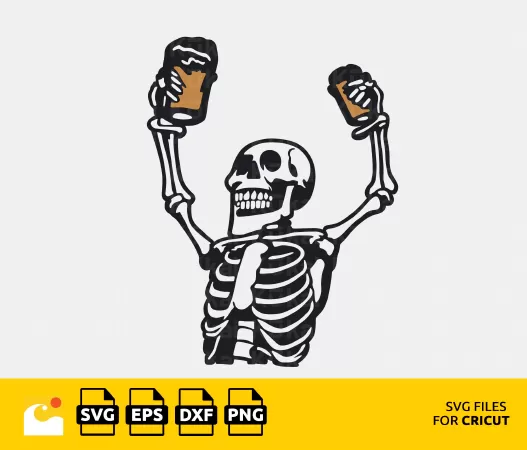 SKELETON CHEERS SVG FILE FOR CRICUT - CHEERS TO SKELETON-THEMED CELEBRATIONS