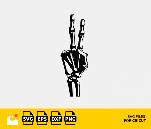 SKELETON HAND PEACE SIGN - HALLOWEEN CLIPART, CUT FILE, VECTOR