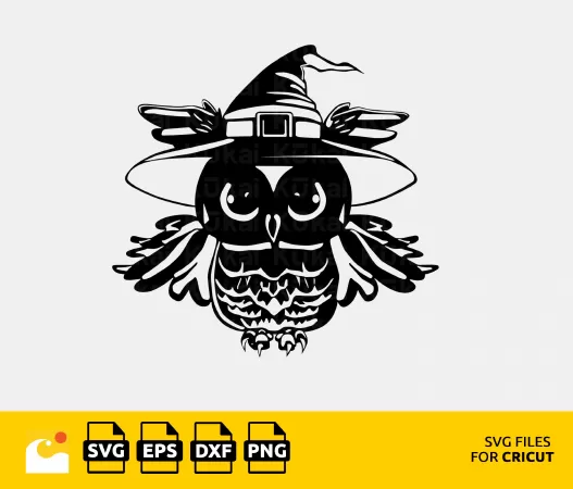 CUTE OWL WITCH - HALLOWEEN CLIPART, CUT FILE, VECTOR