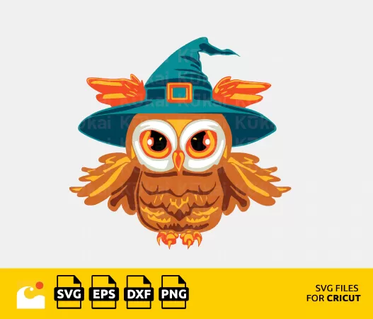 CUTE OWL WITCH SVG, HALLOWEEN CLIPART FILE FOR CRICUT
