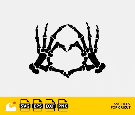 GHOSTLY ROMANCE: DIY SKELETON HAND HEART SIGN SVG FILE FOR CRICUT