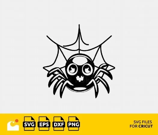 Spooky Spider with Web SVG: Halloween Gift Idea for Cricut and Silhouette