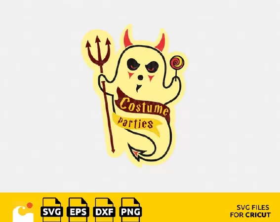 COSTUME PARTIES DEVIL SVG CUT FILE FOR CRICUT, GHOST SVG, HALLOWEEN QUOTE SVG, HALLOWEEN SHIRT SVG