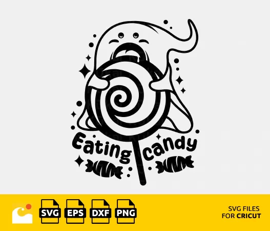 FESTIVE HALLOWEEN GHOST SVG WITH CANDY CORN AND LOLLIPOP - ADD A BOO-TIFUL TOUCH TO YOUR HALLOWEEN DECOR