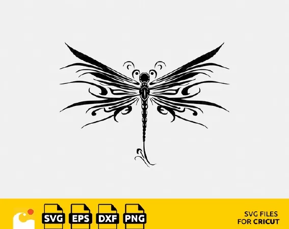 ELEGANT DRAGONFLY TATTOO DESIGN - SVG FILE FOR CRICUT OR SILHOUETTE CUTTING MACHINES