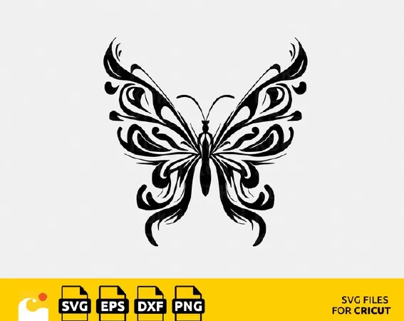 WHIMSICAL BUTTERFLY TATTOO DESIGN SVG - INSTANT DOWNLOAD FOR CRICUT OR SILHOUETTE