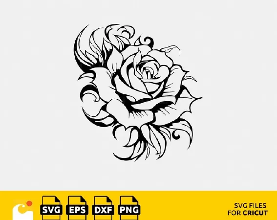 HANDCRAFTED ROSE LINE ART TATTOO DESIGN PENDANT - STATEMENT JEWELRY PIECE