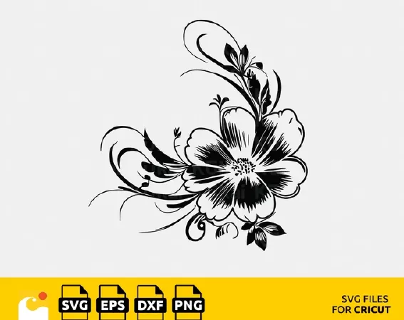 ELEGANT FLOWER SVG TATTOO DESIGN - DIGITAL DOWNLOAD | PRINTABLE STENCIL
