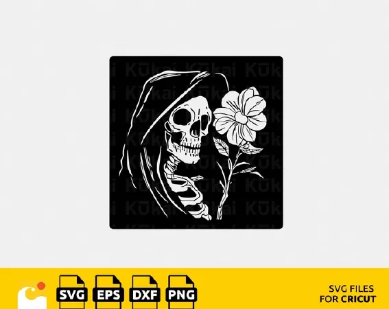 DARK AND ELEGANT GRIM REAPER WITH FLOWER SVG - PERFECT FOR DIY HALLOWEEN DECOR