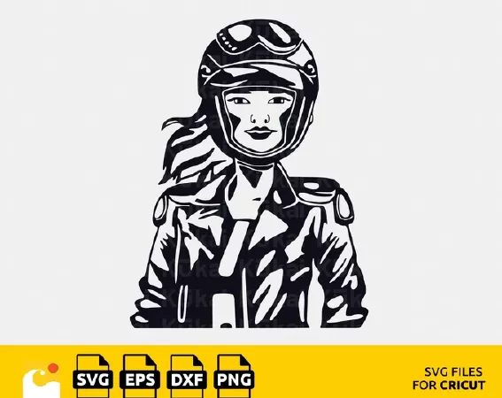 UNLEASH YOUR INNER REBEL WITH OUR BIKER WOMAN SVG FILE FOR CRICUT - IDEAL FOR CUSTOMIZING BIKER-THEMED CRAFTS!