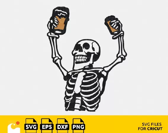 SKELETON CHEERS SVG FILE FOR CRICUT - CHEERS TO SKELETON-THEMED CELEBRATIONS
