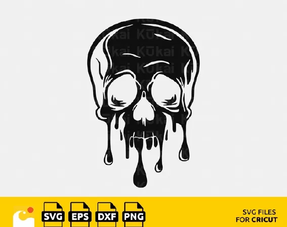 EDGY DRIPPING SKULL SVG: GRUNGE-INSPIRED ARTWORK FOR T-SHIRTS AND STICKERS