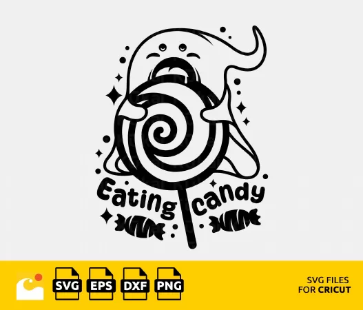 FESTIVE HALLOWEEN GHOST SVG WITH CANDY CORN AND LOLLIPOP - ADD A BOO-TIFUL TOUCH TO YOUR HALLOWEEN DECOR