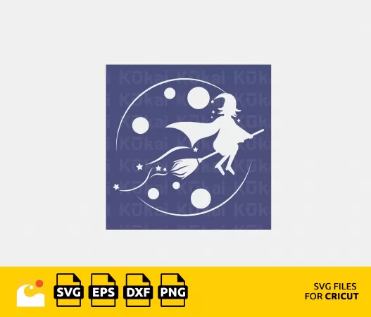 FLYING WITCH SVG, JACK O LANTERN STENCIL SVG FILE FOR CRICUT