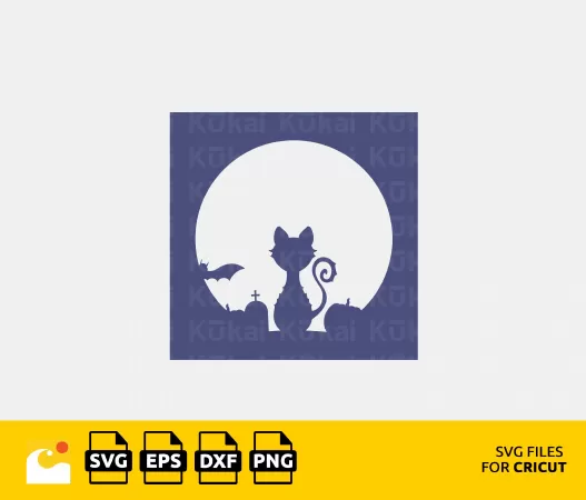 BLACK CAT SVG, JACK O LANTERN STENCILS SVG FILE FOR CRICUT, MOON SVG, PUMPKIN SVG