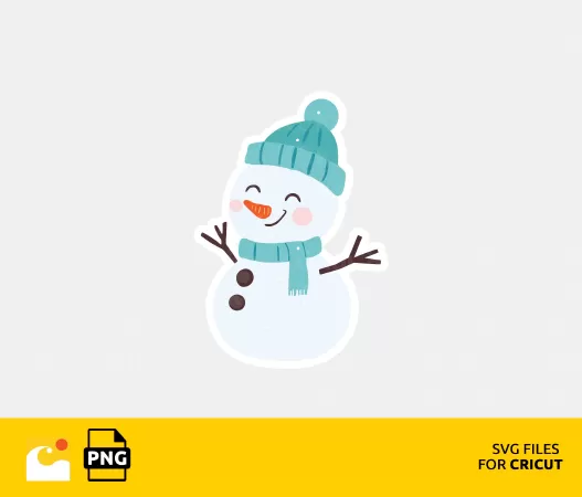 WINTER WONDERLAND DECOR: CUTE SNOWMAN PNG STICKER FOR SUBLIMATION