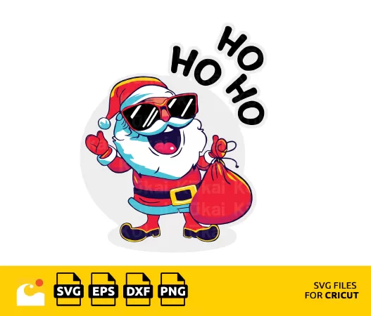 JOLLY ST. NICK SVG: FUNNY SANTA CLAUS WITH SHADES, FESTIVE CHRISTMAS TITLE FOR HO HO HO CHEER