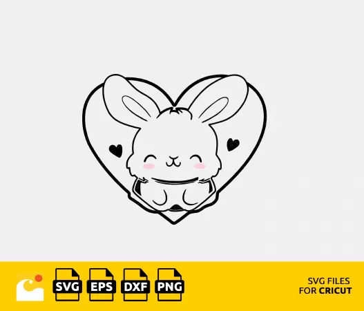 WHIMSICAL BUNNY SVG: ADORABLE HEART DESIGN FOR CRICUT USERS
