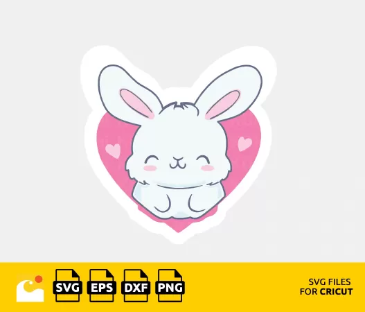 WHIMSICAL RABBIT WITH HEART SVG | DIGITAL DOWNLOAD | SUBLIMATION PRINTING DESIGN