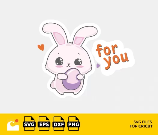 WHIMSICAL BUNNY SVG DESIGN WITH EGG: IDEAL FOR DIGITAL EASTER CARDS