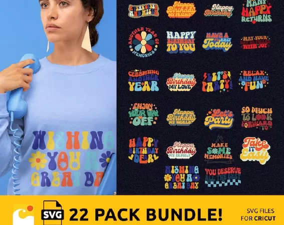 CELEBRATE WITH A VINTAGE BIRTHDAY PARTY - HAPPY BIRTHDAY SVG BUNDLE