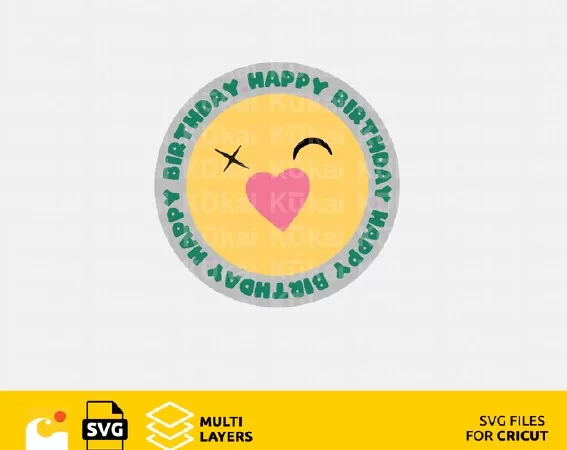 HAPPY BIRTHDAY SVG DESIGN FILES FOR CRICUT, EMOJI SVG
