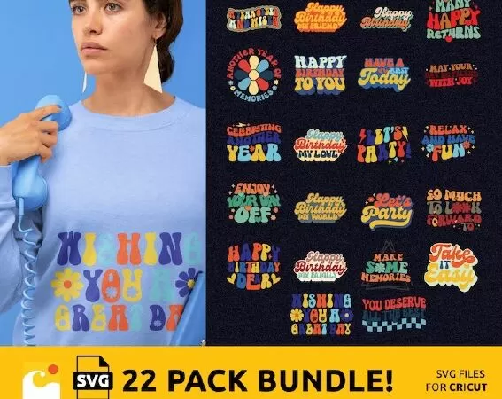 CELEBRATE WITH A VINTAGE BIRTHDAY PARTY - HAPPY BIRTHDAY SVG BUNDLE