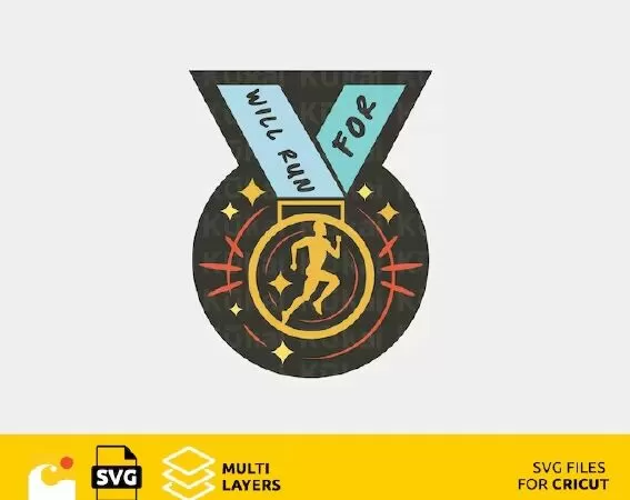 WILL RUN FOR RUNNING MEDAL SVG, RUNNER CUT FILE, MOTIVATIONAL DESIGN