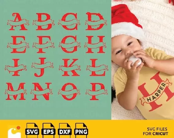 CELEBRATE THE HOLIDAYS WITH A CHRISTMAS SPLIT MONOGRAM ALPHABET SVG FOR CRICUT - EASY DIY CRAFTS