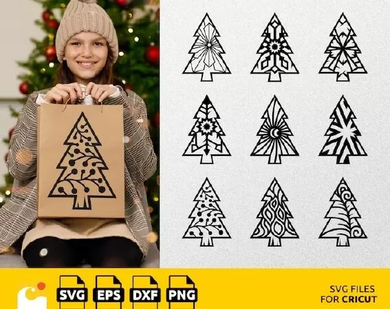 ADORABLE STANDING TREES SVG COLLECTION: PERFECT FOR CHRISTMAS CARDS AND HOLIDAY PROJECTS